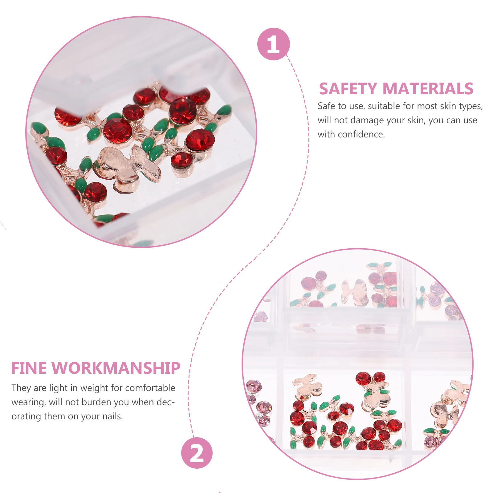 60 szt. Ozdób do paznokci w kształcie wiśni, cyrkonie, kamienie, do samodzielnego zdobienia paznokci, akcesoria jubilerskie
