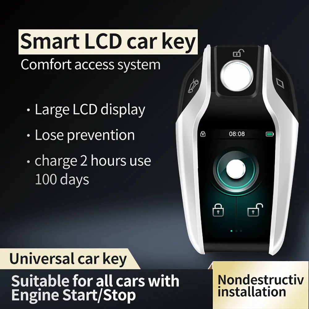 مفتاح سيارة LCD ذكي مع جهاز إنذار سيارة عالمي مضاد للسقوط Obd عن بعد لسيارات BMW Toyota Hyundai Lexus Nissan مفاتيح السيارة العالمية