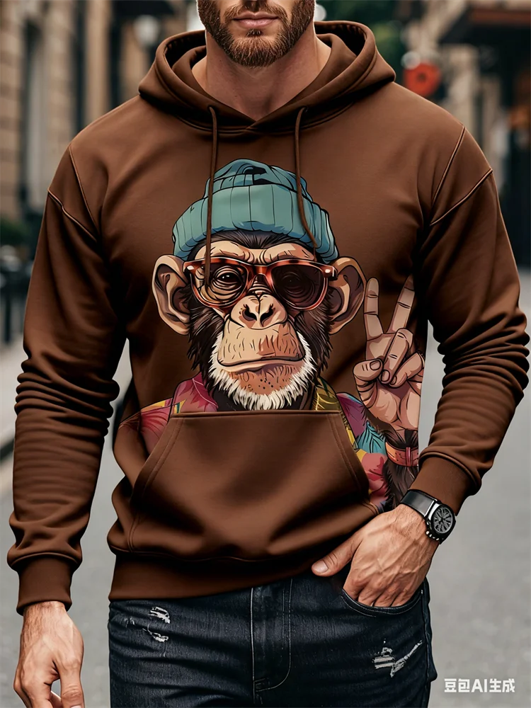 

Hip-hop Style Cartoon Monkey Printed Men's Hoodies Autumn Casual Daily Clothes Fashion Men's Oversized Long Sleeved Sweatshirts