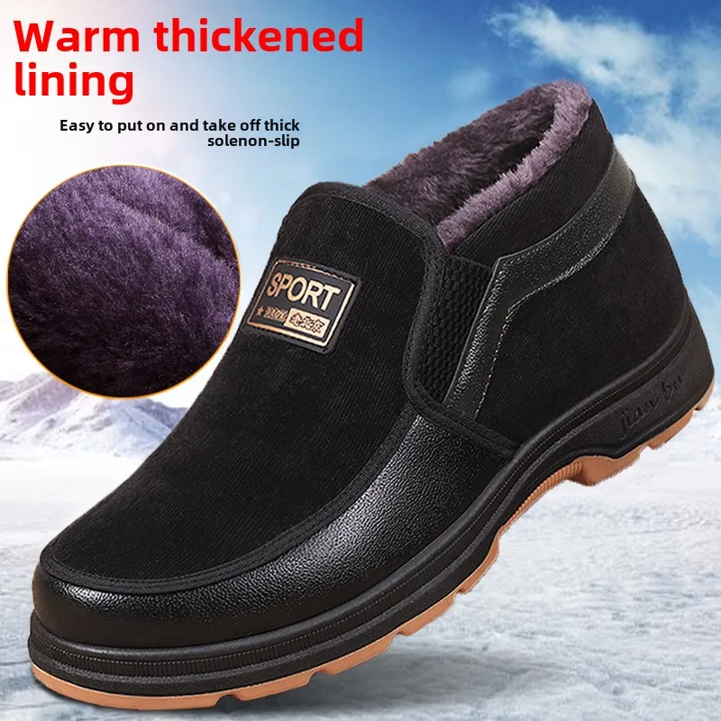 New Men's Work Shoes Winter High-top Delivery Shoes Middle-aged and Elderly Soft-soled Piled Thickened Warm Shoes