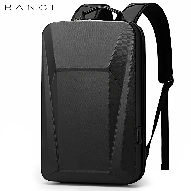 BANGE 15.6-inch PVC Hard Sheel Laptop Men's Backpack Cool  Waterproof Trend Bag for Men and Women