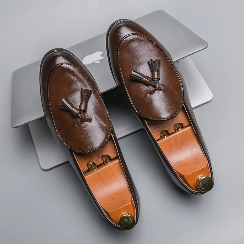 Italian Brand Men Shoes Formal Loafers Men Dress Shoes Oxford Sepatu Slip On Pria Wedding Men Shoes Elegant Chaussure Homme Bona