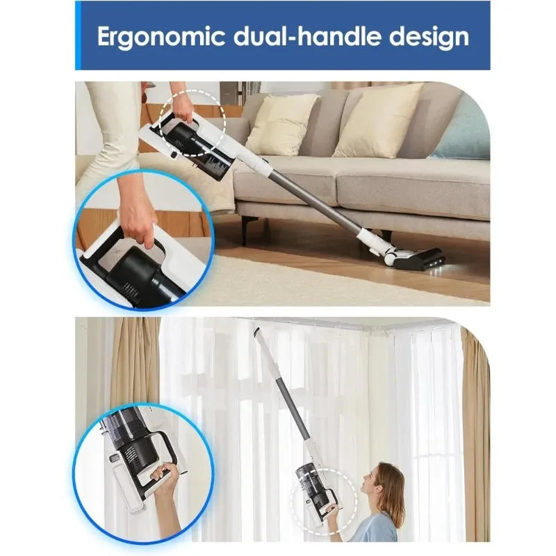 A20 Cordless Stick Vacuum Cleaner, Powerful Suction, 3 Modes for Multi-Level Messes, 1L Larger Dustbin, Ergonomic Dual-Handle D