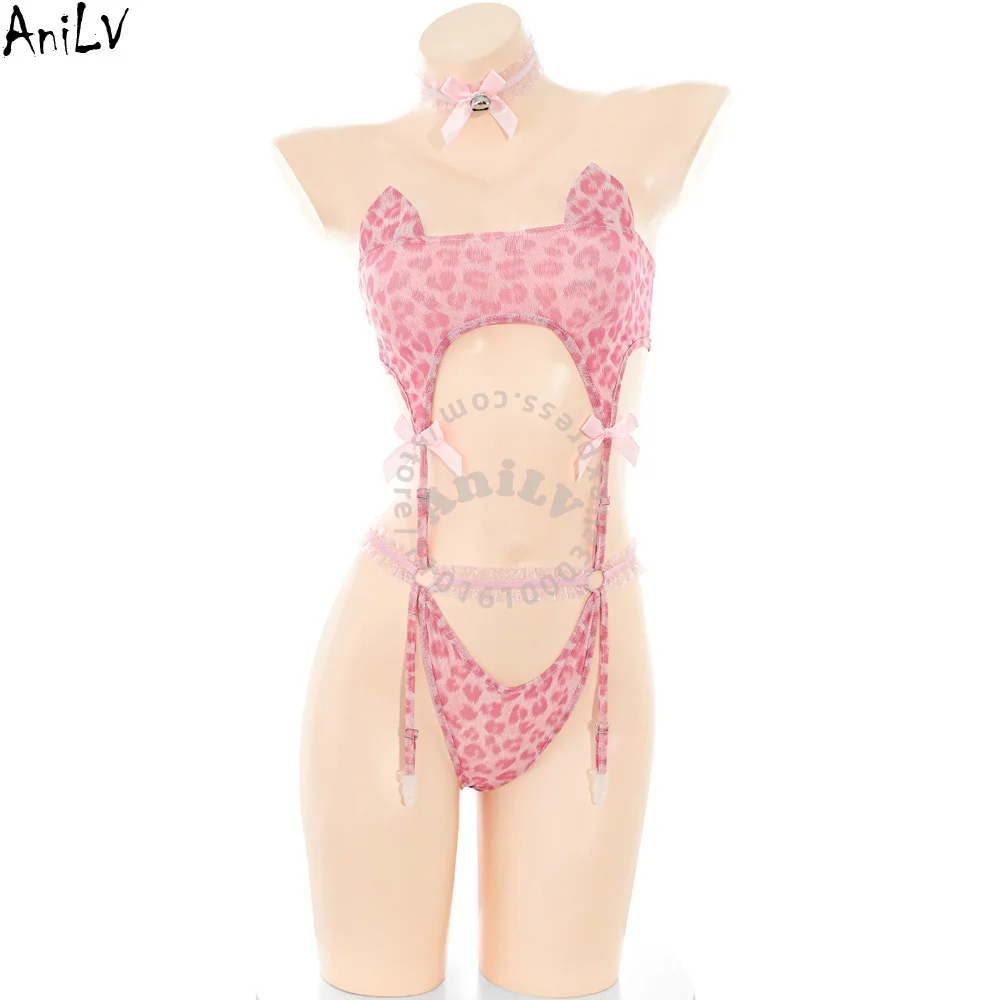 

Эротическое белье AniLV: розовый леопардовый боди с хвостом, сексуальный костюм для женщин, пижама, соблазнительный наряд, косплей