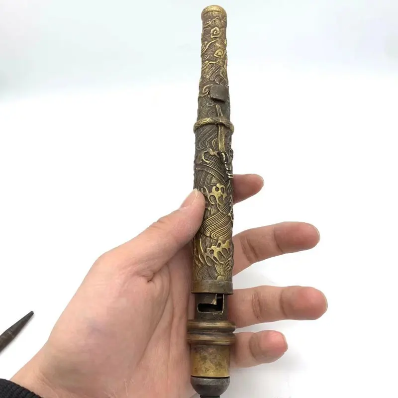 Ancient China Cold Weapon Collection Antiques Brass Dragon Sleeve Arrow Outdoor EDC Tool