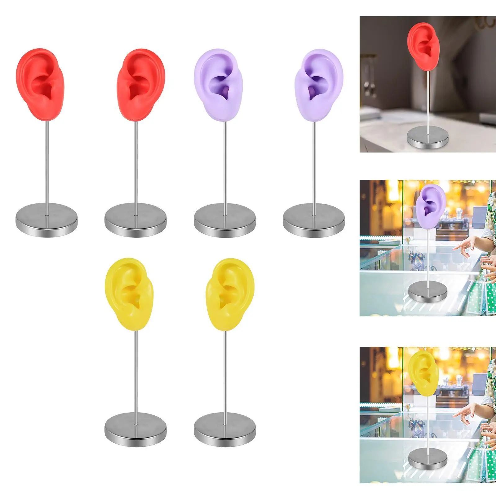 

Earring Display Stand Holder Reusable Body Part Silicone Ear Model for Piercing Practice Instructions Birthday Selling Photos