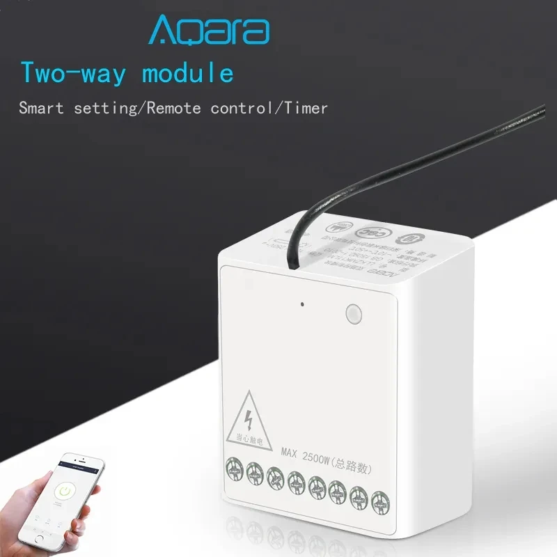 Aqara-双方向制御モジュール,ワイヤレスリレースイッチコントローラー,Zigbee,スマートチャンネル,Mi Homeアプリケーションで動作