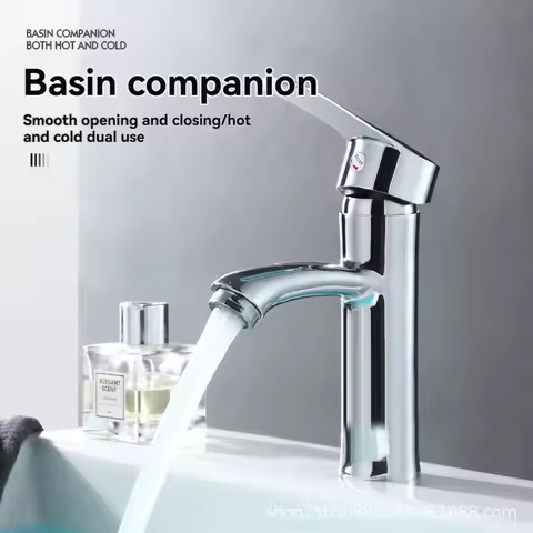 Chrome Basin Faucet Sink Tap Deck Mount Single Handle Single Hole Cold Hot Water Mixer Bathroom Washbasin Faucets