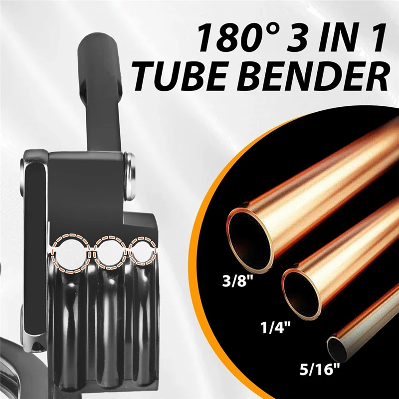 -Coladora de tubos A14E - Dobladora de tubos 3 en 1 de 180 grados adecuada para doblar tubos de cobre, latón y acero de 1/4 pulgadas, 5/16 pulgadas, 3/8 pulgadas OD