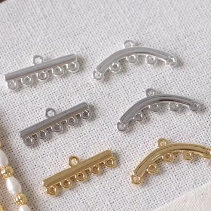 

2PCS DIY Handmade Accessory with A Copper Plated Real Gold Base, Versatile One-line Arc-shaped 6-loop Connecting Pendant