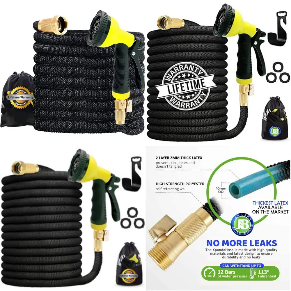 

Expandable Garden Hose 75ft Heavy Duty 3750D 4-Layer Latex Core Superior Strength with Holder - Extra Strong Durable Water Hose