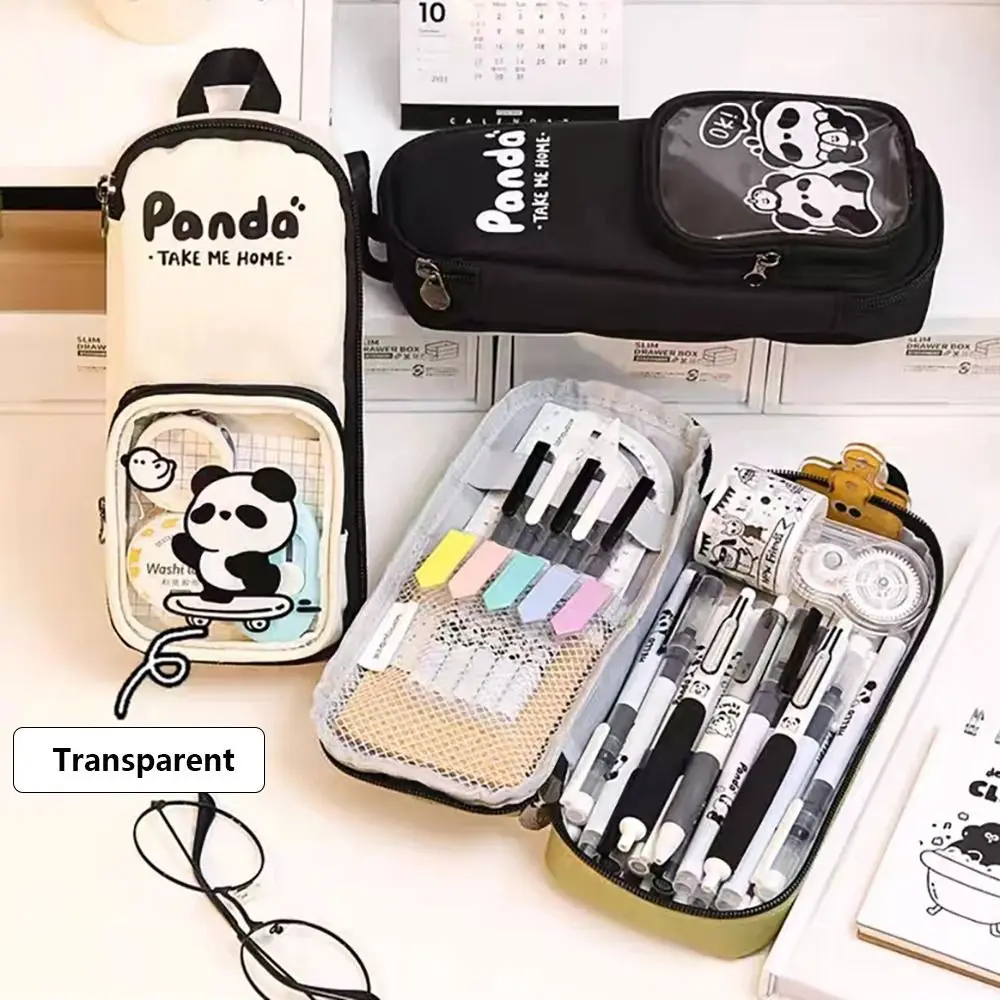 Panda Pen Bag Portable Schoolbag Type Large Capacity Pencil Case Waterproof Cosmetic Bag Boys/Girls