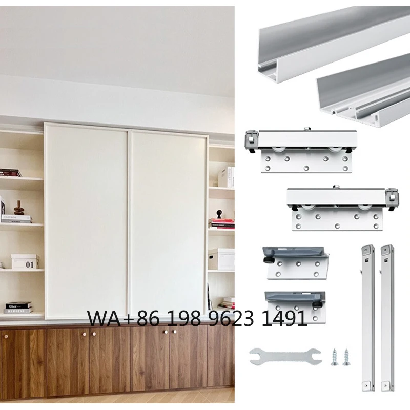 Damping Buffer Push Pull Slide Rail, Hidden External Hanging Electric Sliding Door Rail Kit, Silent Hardware Fittings  Cabinet