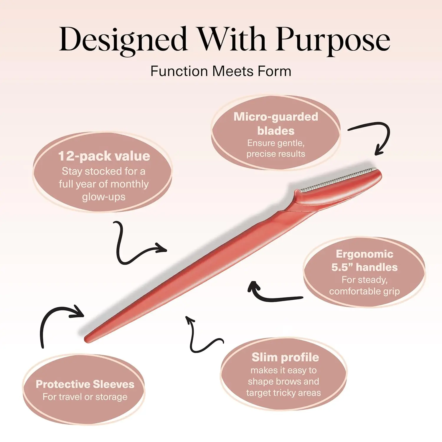 Dermaplane Razor for Women Face - Facial Hair Remover & Eyebrow Trimmer - Exfoliating Skin Care Tool for Smoother Complexion view 4