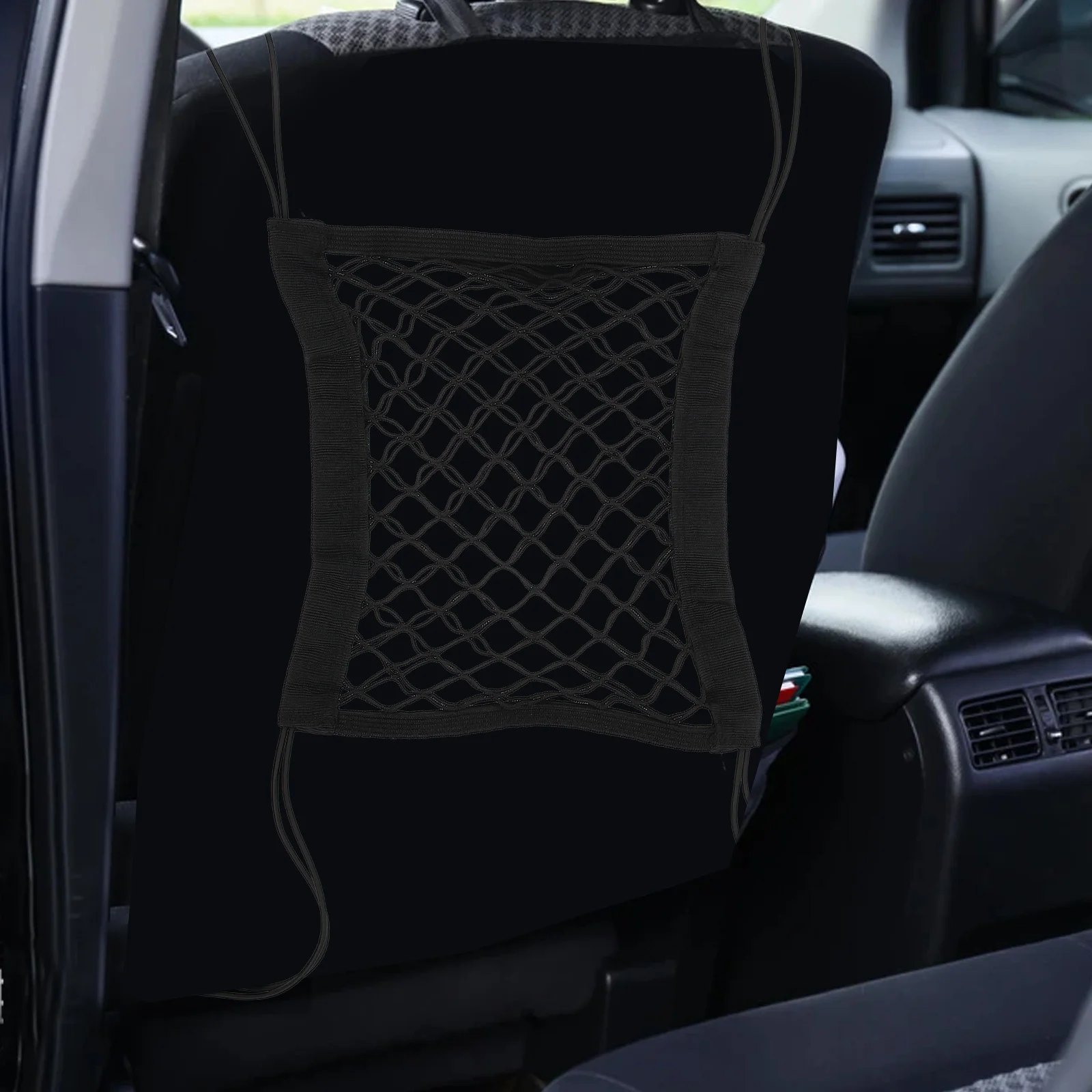 

1pc Seat Back Netting Mesh Organizer For Auto Suv Vehicle Storage Holds Tissue Water Magazine Durable Lightweight