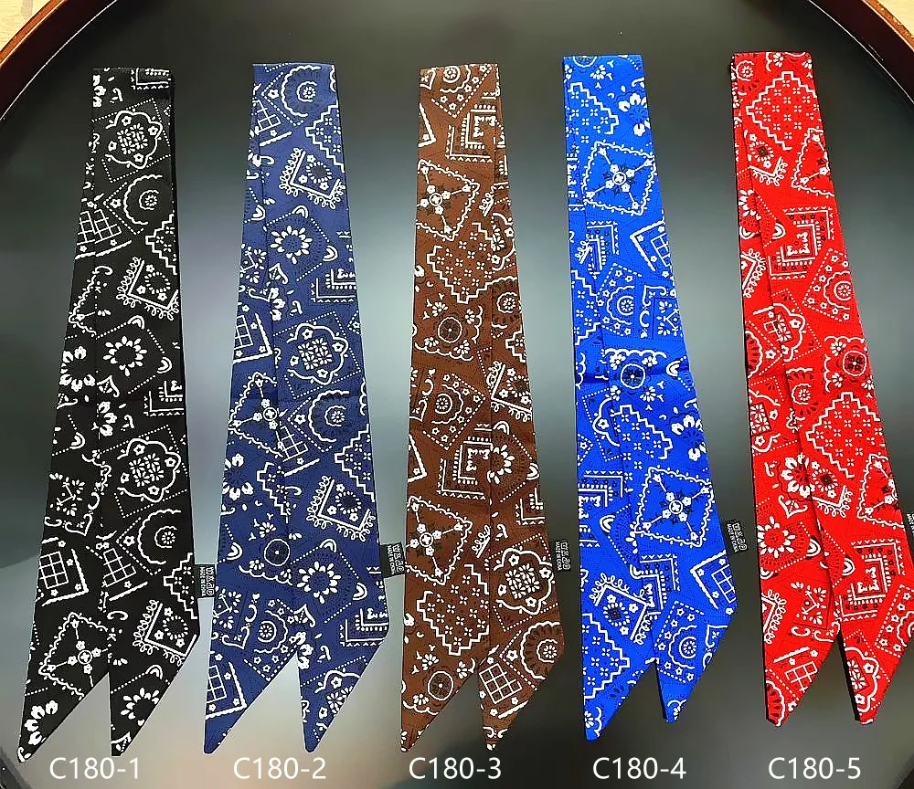 

16Colors Luxury Brand Design Silk Scarf Women Men Hip-Hop Skinny Bag Scarves HairBand Neck Silk Scarfs Foulard Headband 5*90cm