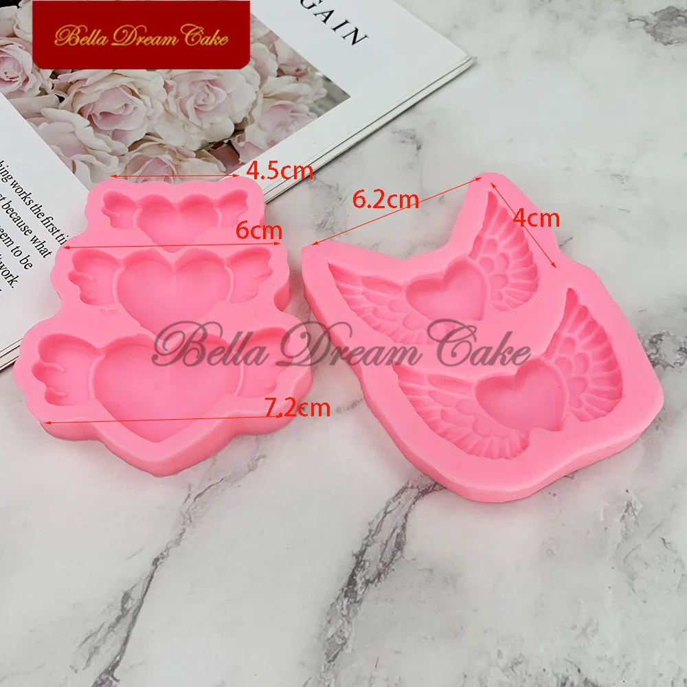 Flying Heart Wings Design Silicone Mold Valentine\'s Day DIY Fondant Biscuits Mould Cake Decorating Tools Baking Accessories