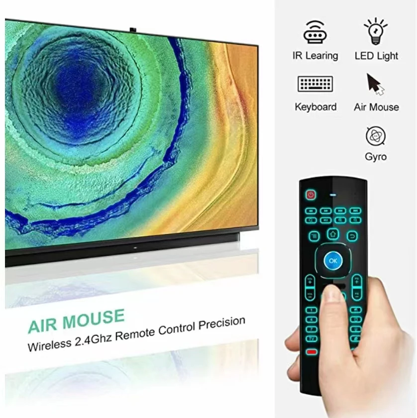 MX3 Wireless Air Mouse IR Learning Gyro RGB Backlit Keyboard Fit Android TV Box Laptop Game Console
