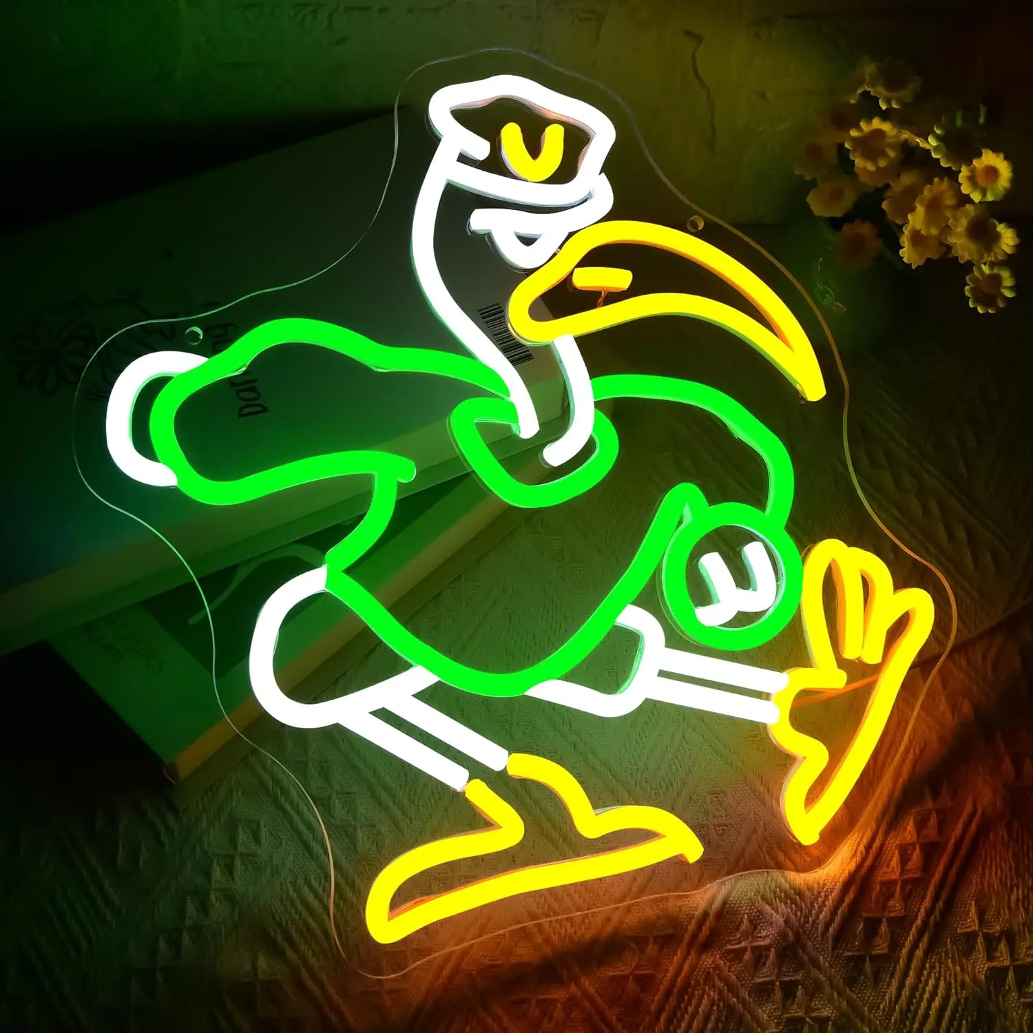 بطة النيون تسجيل فريق كرة القدم LED ضوء النيون عكس الضوء هدية عيد ميلاد لمحبي عكس الضوء للرجل الكهف نادي الحفلات بار النوم جدار ديكور