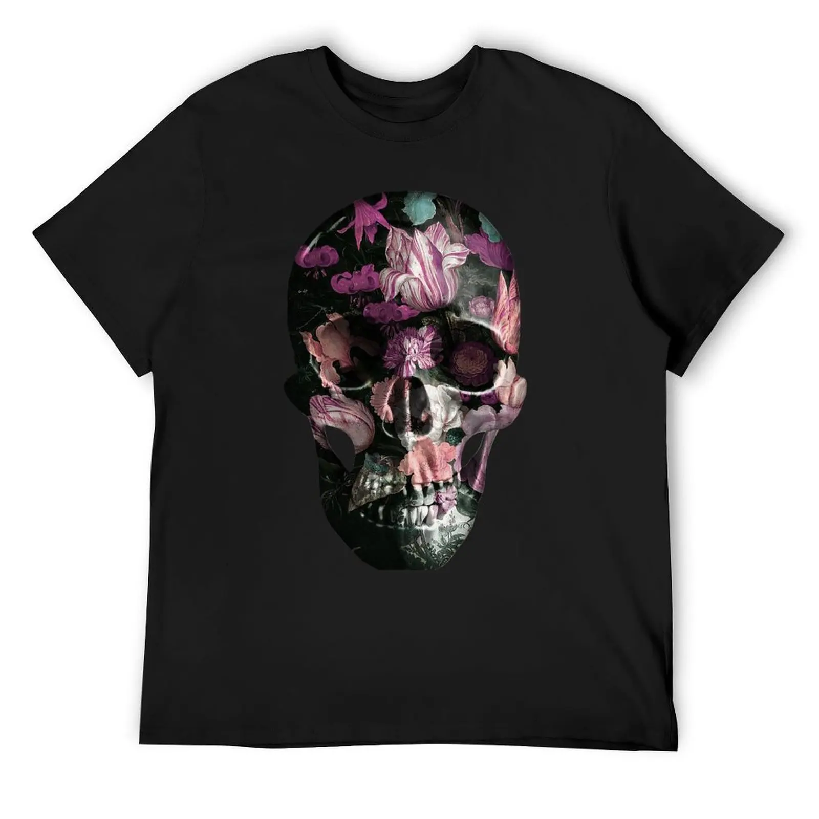 Baroque Skull with flowers - Multi / Magenta T-Shirt heavyweights quick-drying tshirts for men