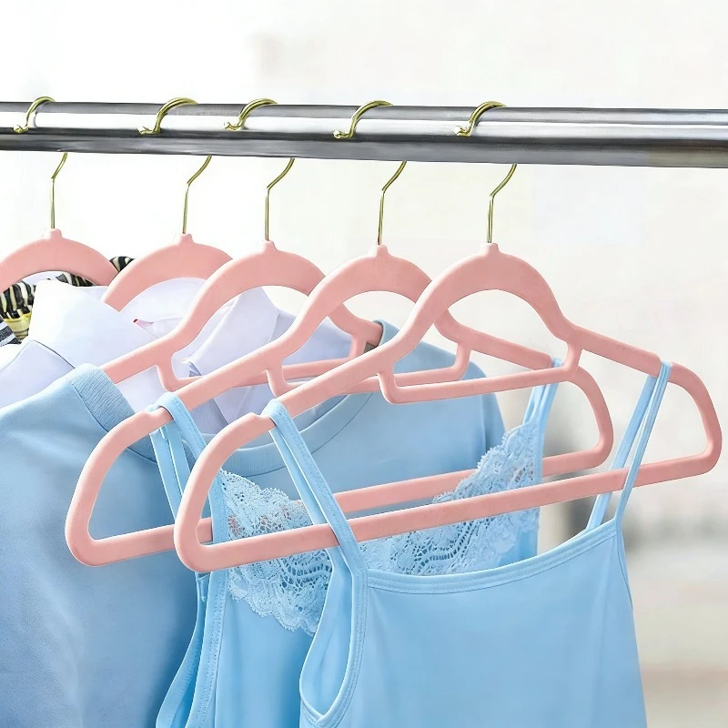 10Pcs Velvet Hanger Clothing Store Coat Plastic Non-Slip Flocking Hangers for Cloths Magic Drying Rack  Adults Storage Organizer
