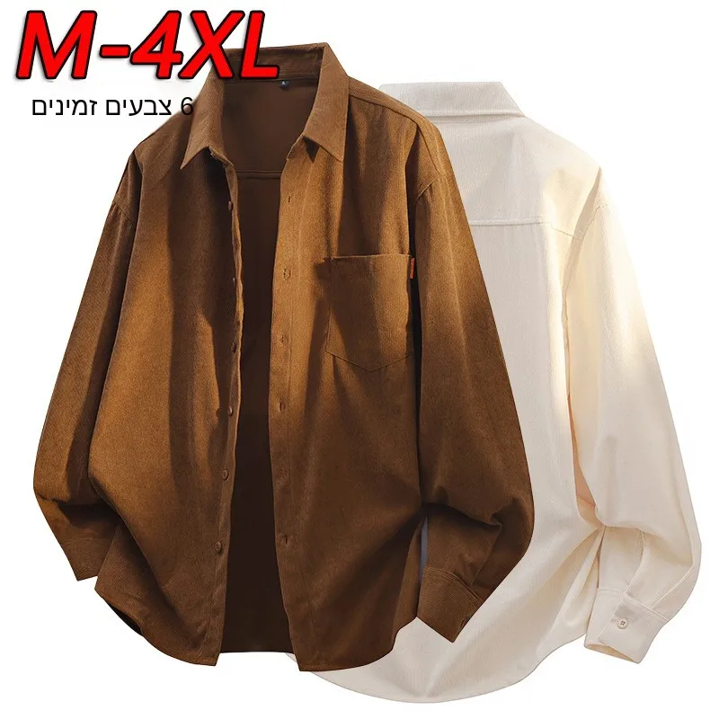 Japanese Vintage Rduroy Longsved Heavy Work Shirt Men's Cool Sensation Three Acetate Fiber Unisex Winter  Shirt