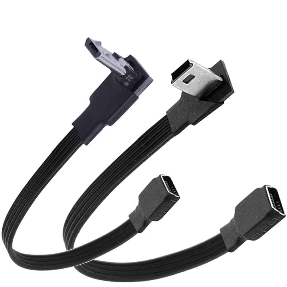 0.5M typ C Micro Mini USB 3.1 męski do Mini kabel danych do ładowania USB żeńskie Adapter przewodu 90 stopni prosty 0.2M 0.3m