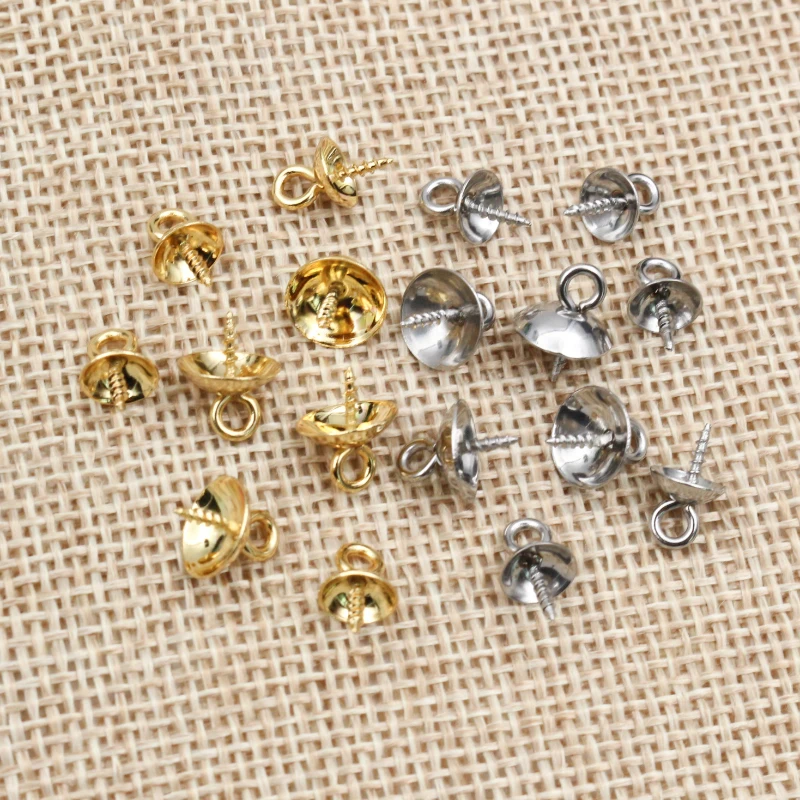 30 個スクリューアイベイルトップドリルビーズエンドキャップステンレス鋼 DIY チャームコネクタジュエリーメイキング所見アクセサリー