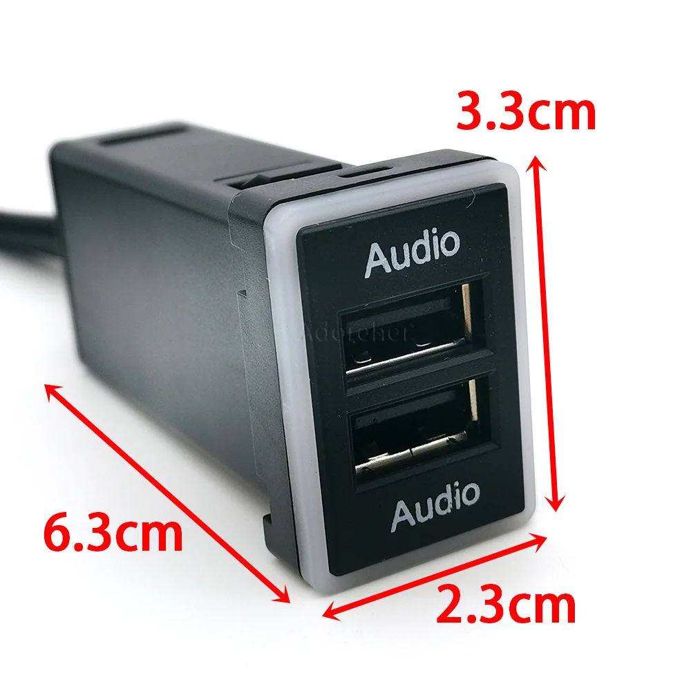 1PC Car USB Quick Charger Input Adapter Dual Audio U-disk Flash Socket Interface Cable Fit for Prado for Camry for Corolla