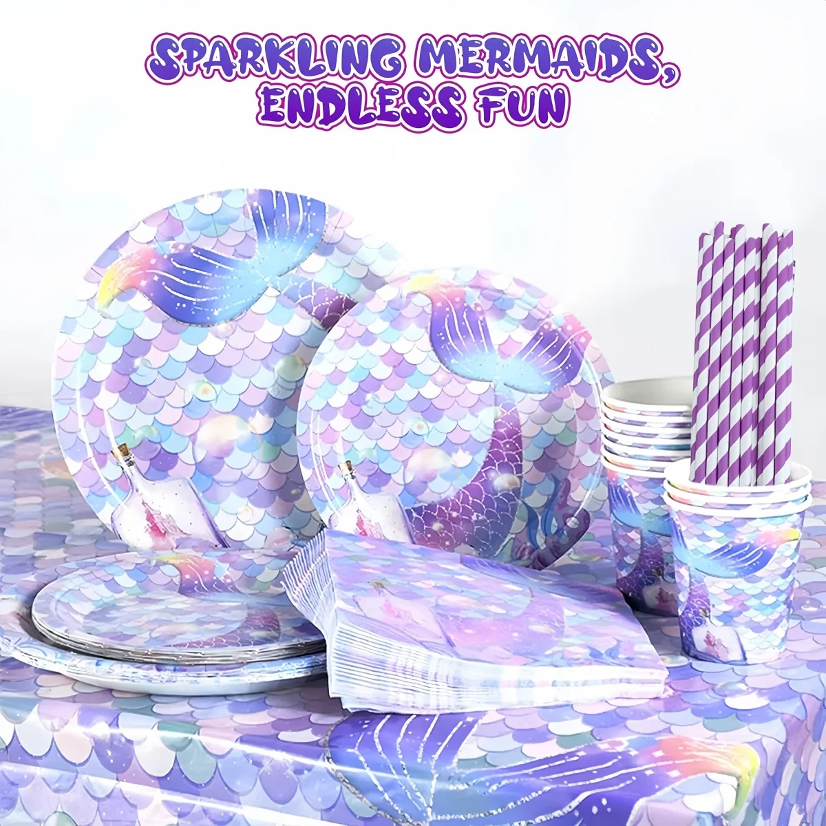 Mermaid Cup Little Mermaid Birthday Decoration Disposable Tableware 7/9 inch Plate Paper Dish Baby Shower Supplies Girls favors