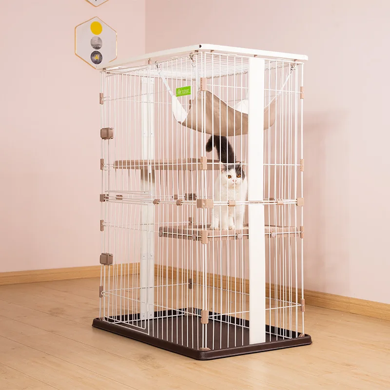 Three-layered large space cat cage Two-story cat villa Indoor wooden household cat cage Multifunctional pet dog cage