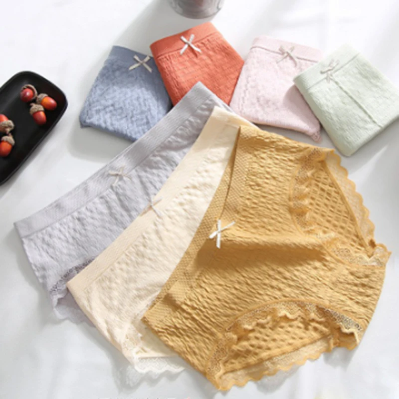 Korean Style Sweet Lace Underpants Ladies Cotton Crotch Hip Buttocks Cute Bow Student Girl Panties