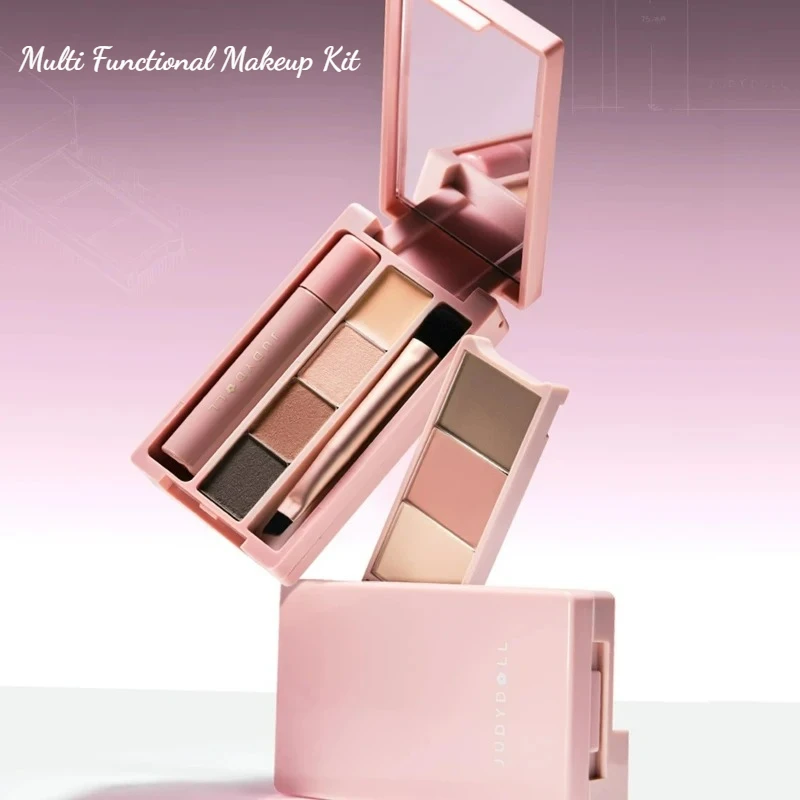 Judydoll Eyeshadow Palette All-in-One Portable Eyebrow Powder Travel Makeup Set MultiFunction Mascara Blush Contouring