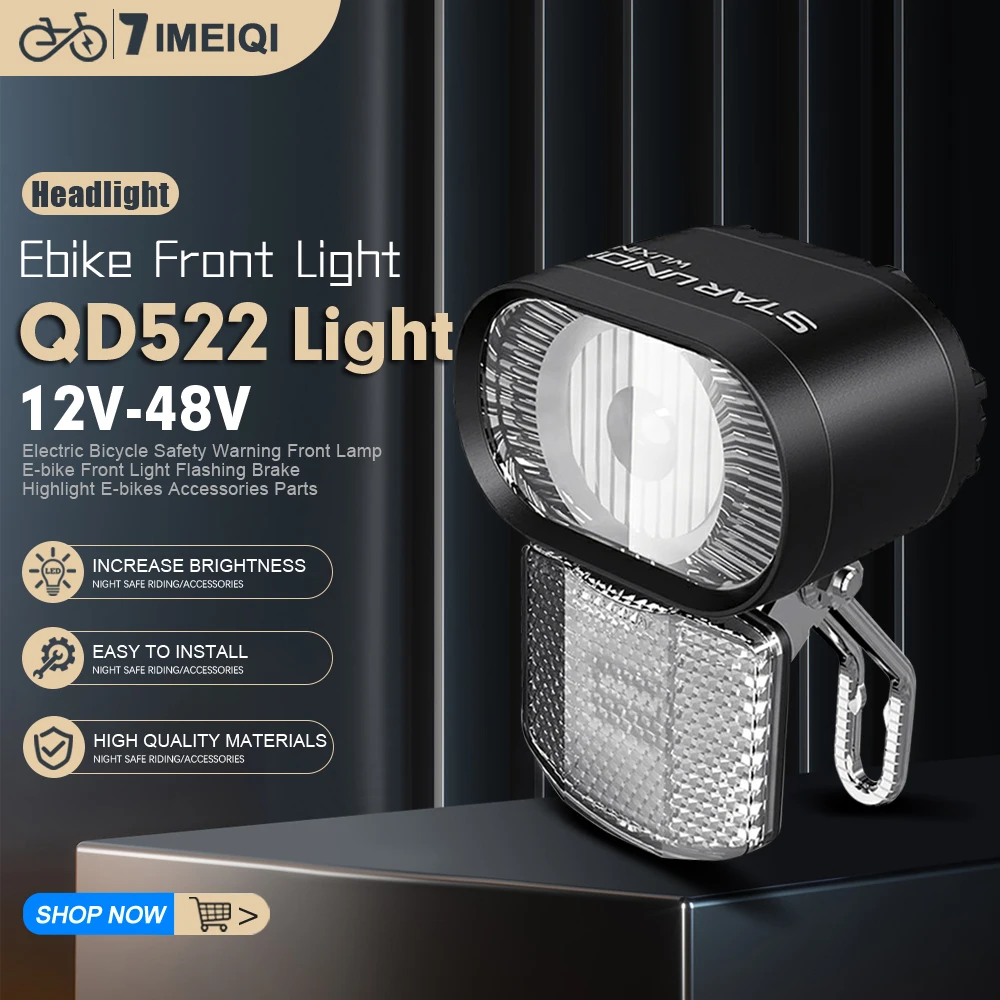 

Ebike Scooter Horn Headlight QD522 36V 48V Durable Waterproof Motorcycle Electric Bike Front Light Lamp Electric Scooters Parts