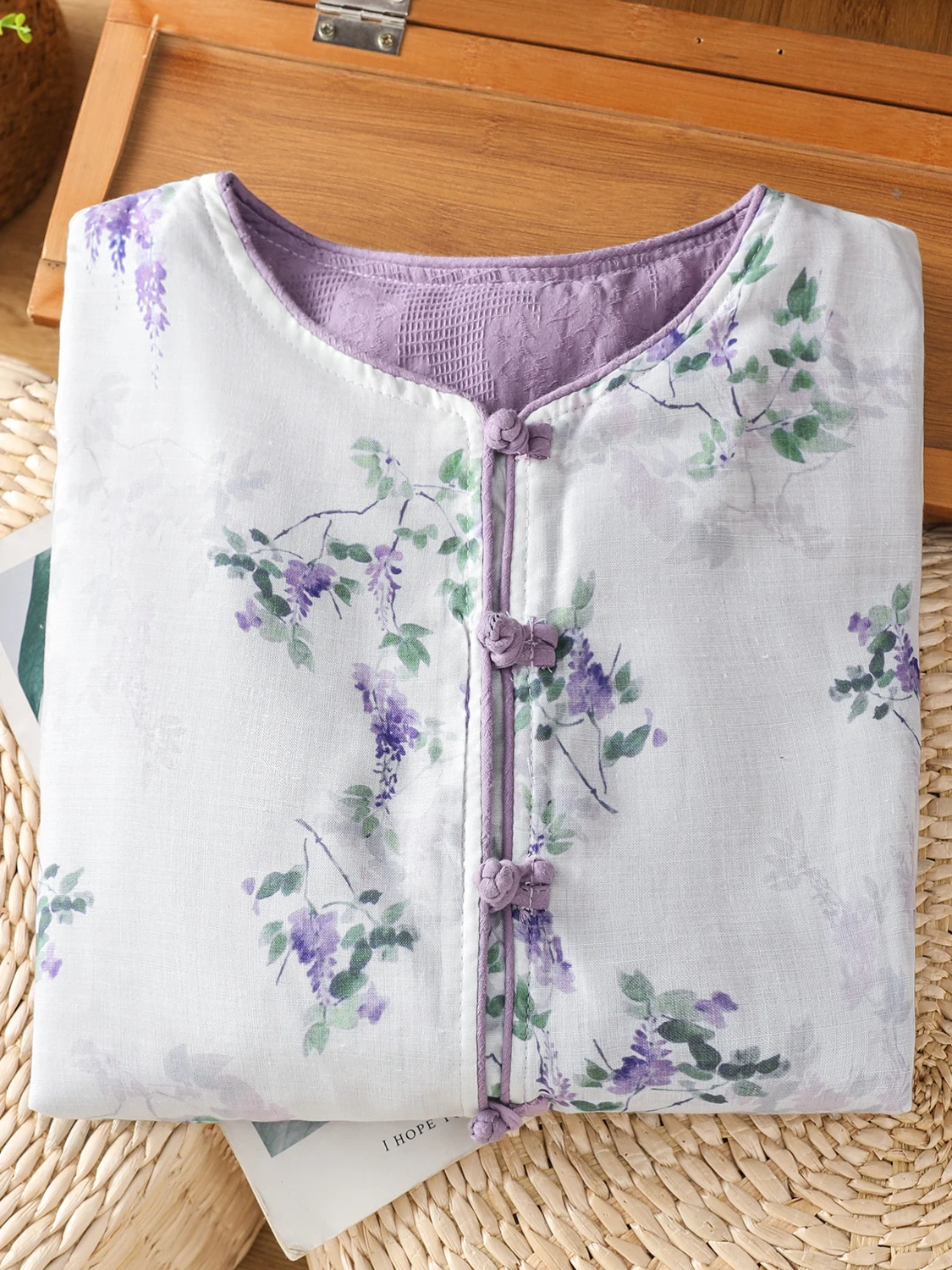 Dupla face usar roxo bordado jaet vintage chinês sle solto ajuste longo sve redondo ne malhas para mulher