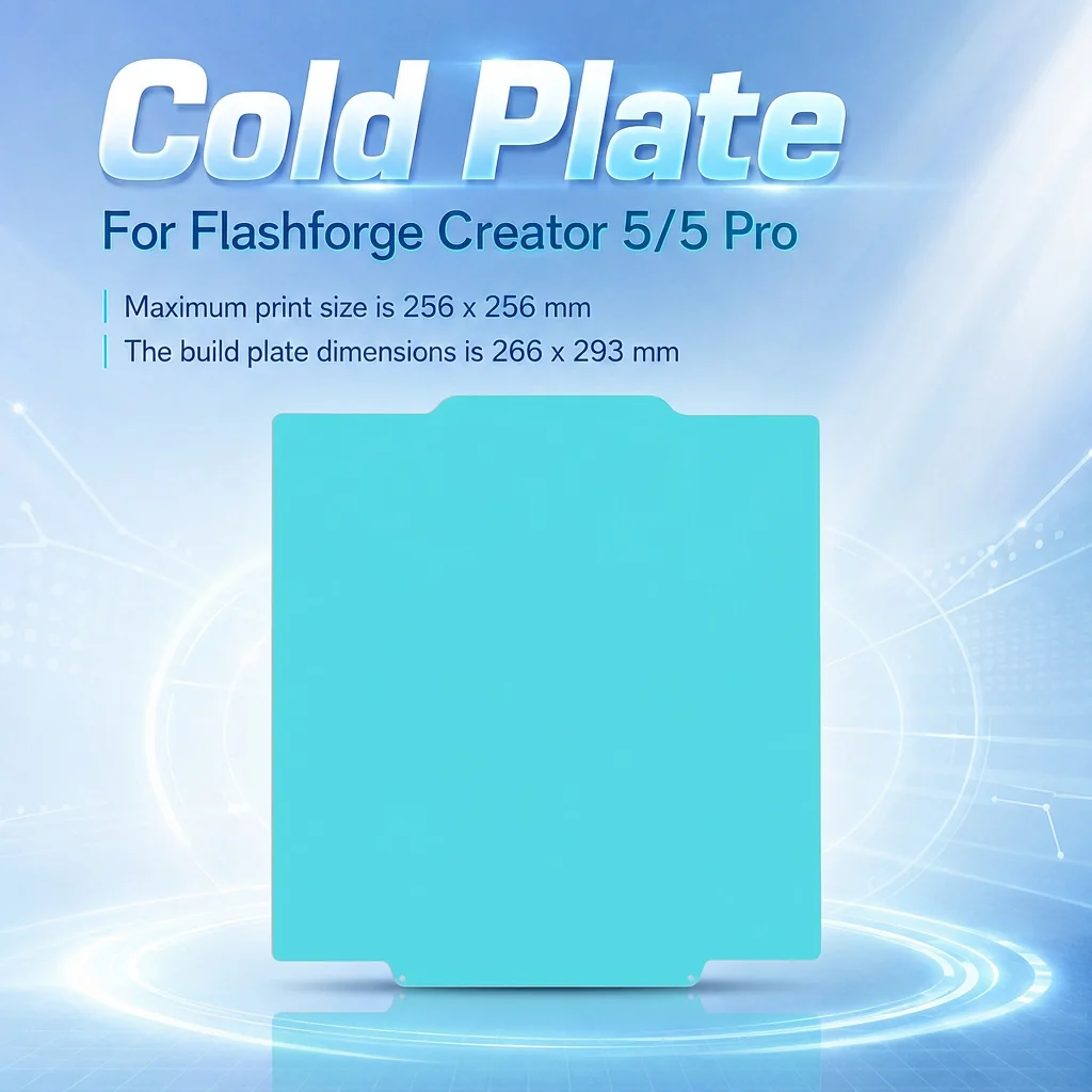 Build Plate for Flashforge Creator 5/Creator 5 Pro Cold Plate 256x256mm PLA PETG Thicker Spring Steel Sheet Heated Bed Platform