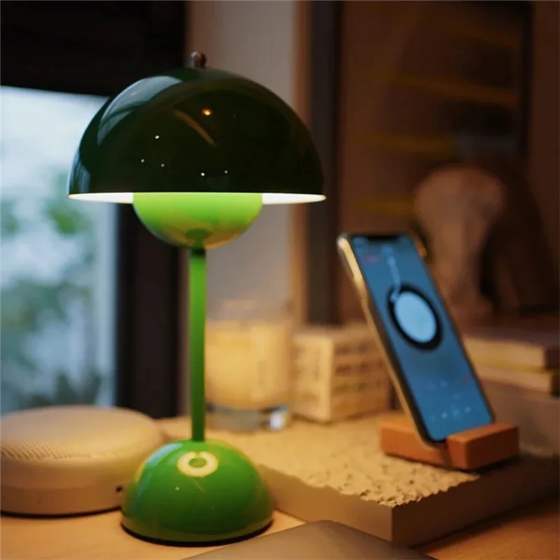 Lámpara de mesa LED con Interruptor táctil superior, recargable, diseño de setas y capullos de flores, decoración para sala de estar, escritorio, mesita de noche, ABXK