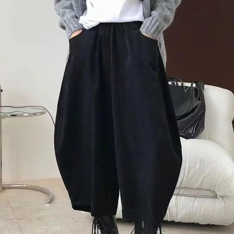 Spring and autumn radish pants women's wide-leg Harlan pants 2025 new nine-point lazy Japanese retro loose dad bloomers