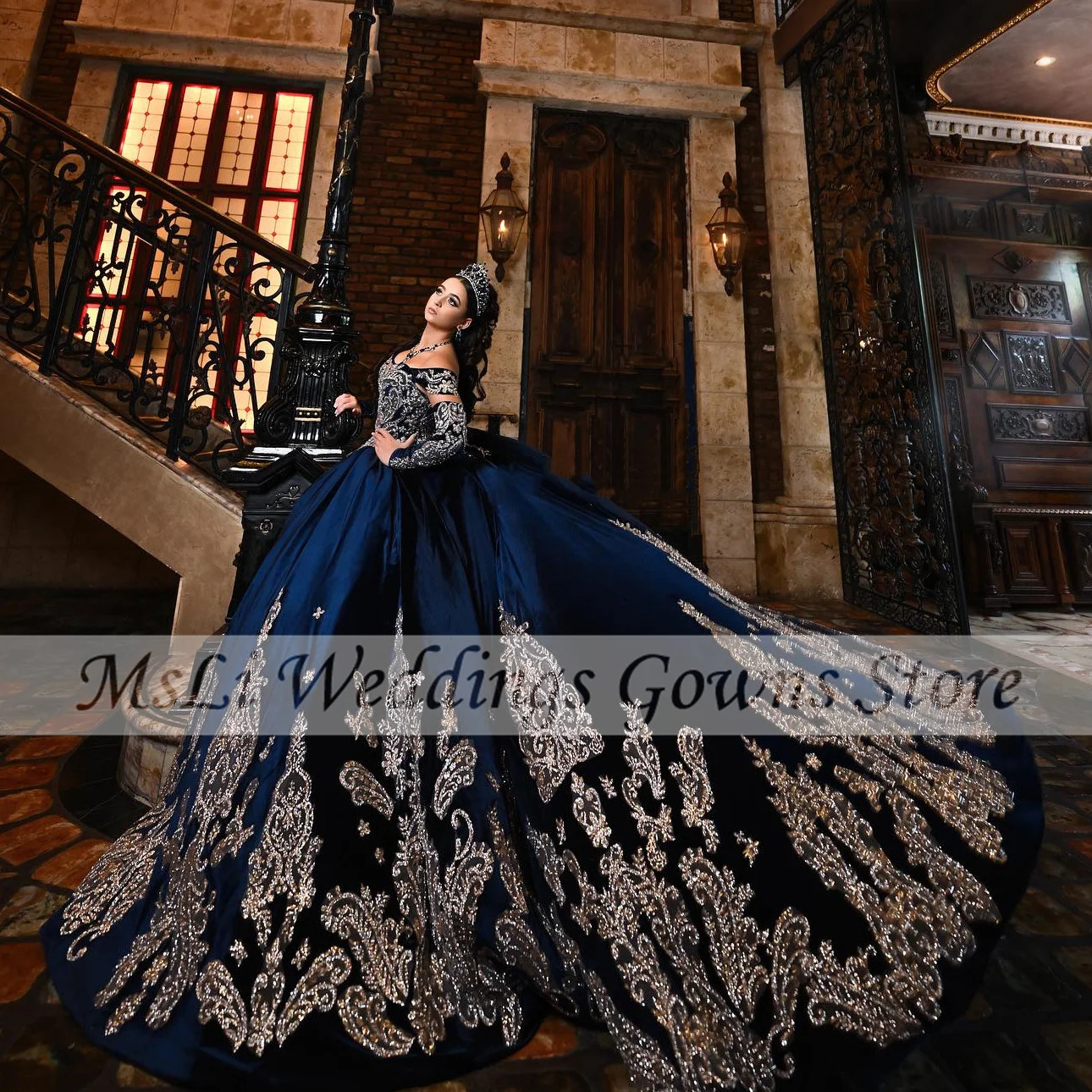 Vestidos De Quinceañera De terciopelo azul De lujo, apliques De hombros descubiertos, Vestidos De Baile De Princesa, Vestidos De Quinceañera De 15, hechos a medida