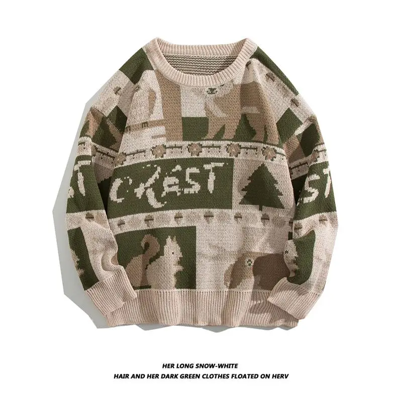 

Свободный вязаный свитер в американском стиле, женский осенний повседневный свитер, винтажный трикотаж для пар, уличный Sle