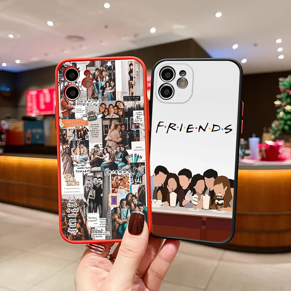 Phone Case For iphone 16Pro 7 8Plus 15 14 13 Mini 12 11 16 Pro Max SE XR Friends TV Central Perk Matte Frosted Translucent Cover