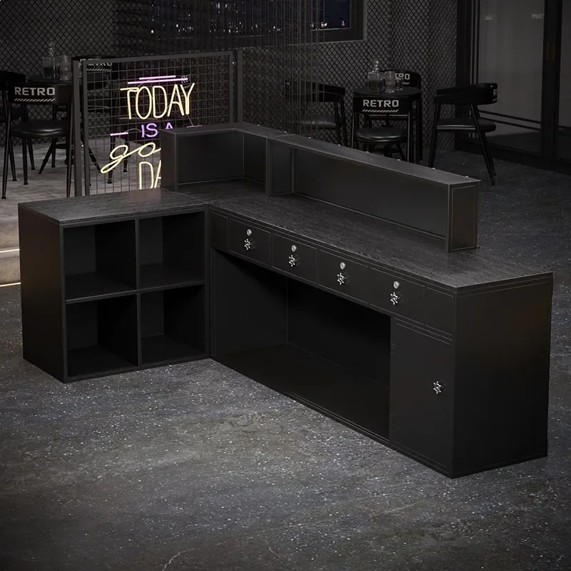 for Bar Counter Commercial Industrial Style Shop Restaurant Reception Desk Corner Checkout Table Modern Furniture for Cafe