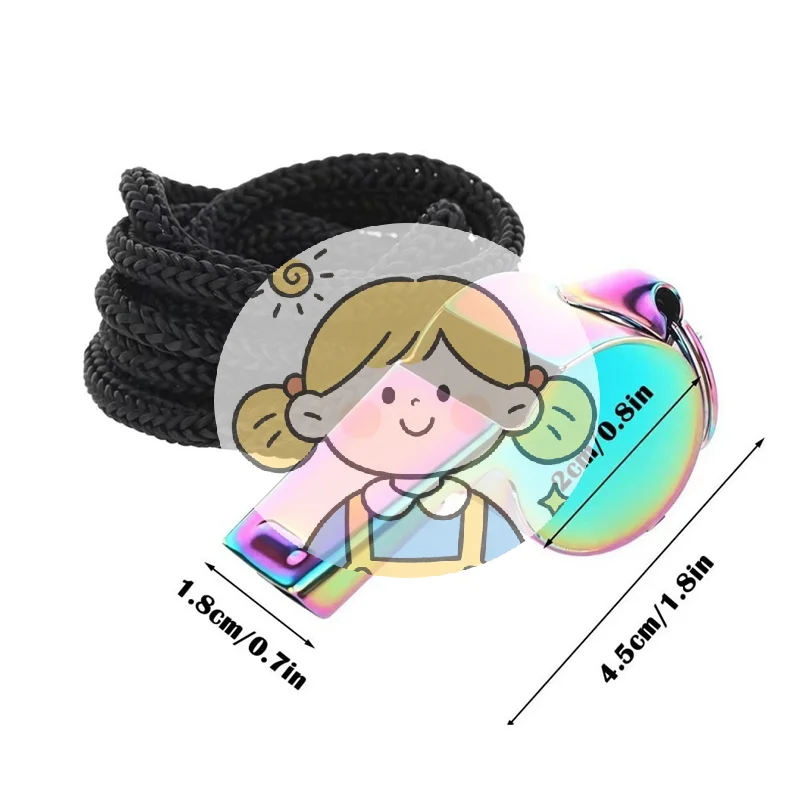 

Горячая новинка! 1 шт. Красочный спортивный свисток из нержавеющей стали с ремешком, громкий и чёткий звук, для судей и официальных лиц.