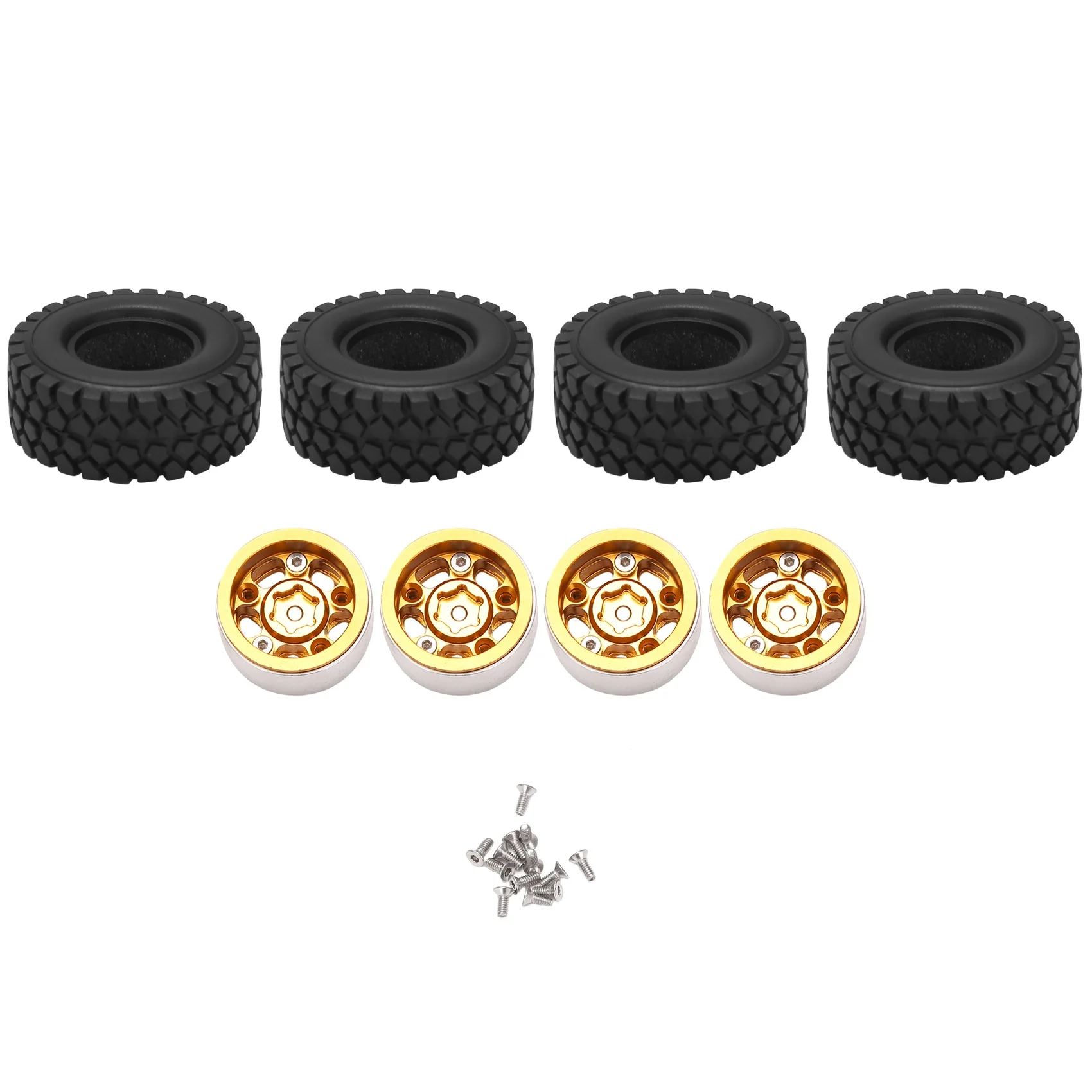 4PCS RC Car Wheel Rims Tires Set for SCX24 AXI00002 SCX24 AXI00001 SCX24 AXI90081 HBX2098B Upgrade Parts Yellow