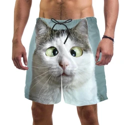 3d Print Grappige Kat Strand Shorts Voor Mannen Snel Droog Zwembroek Zomer Trekkoord Cool Vakantie Surfboard Shorts Heren Kleding