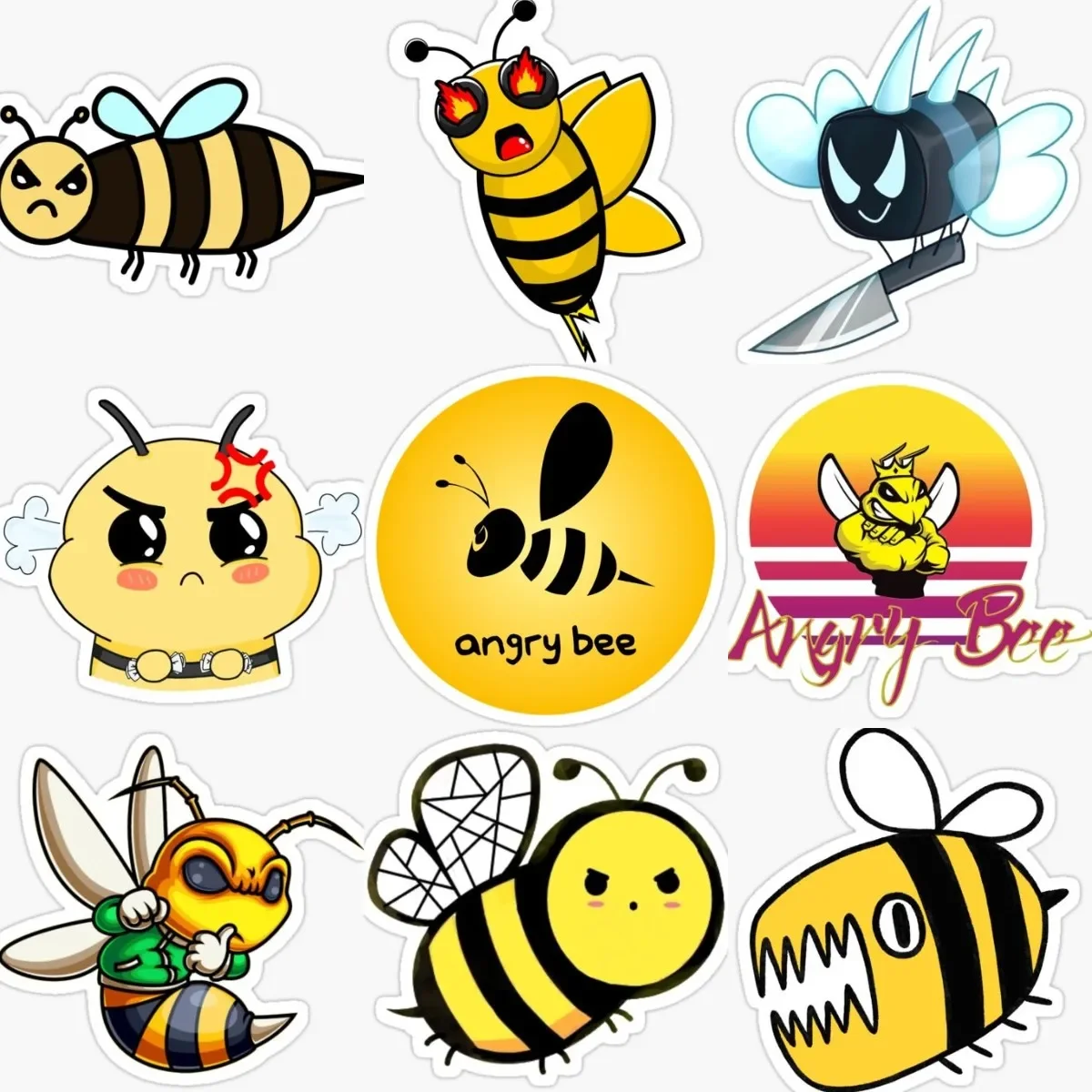 

Creative Catoon Angry Bee Sticker Vinyl Wall Rooms Accessories Van Bicycle Class Laptop Truck Window Door Moto Accessories Decal