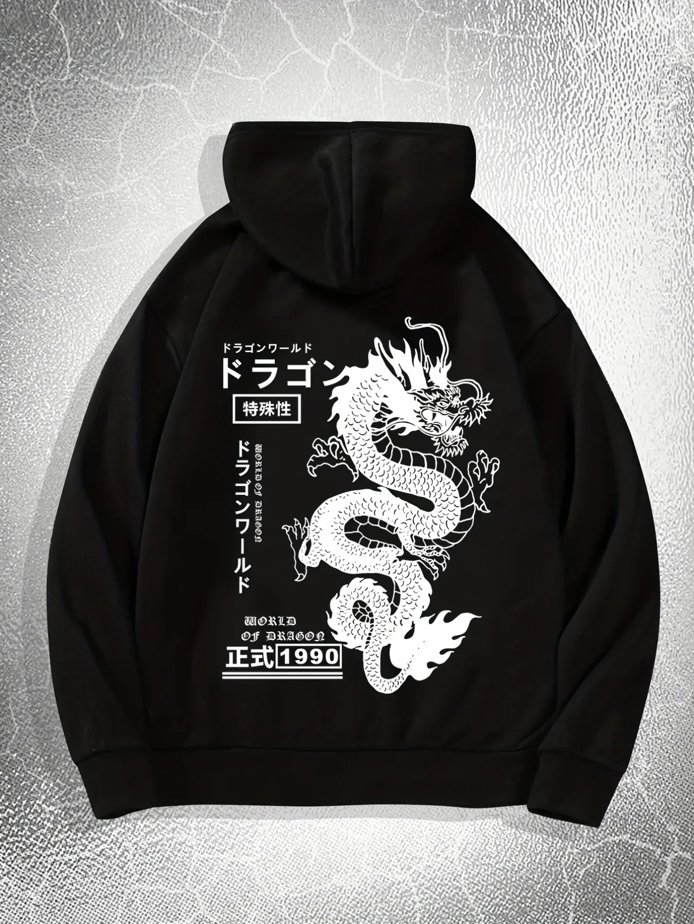 Herren-Hoodie mit Drachen-Print und Kordelzug, lässiges Sweatshirt, Streetwear, Harajuku-Trainingsanzug für Herren