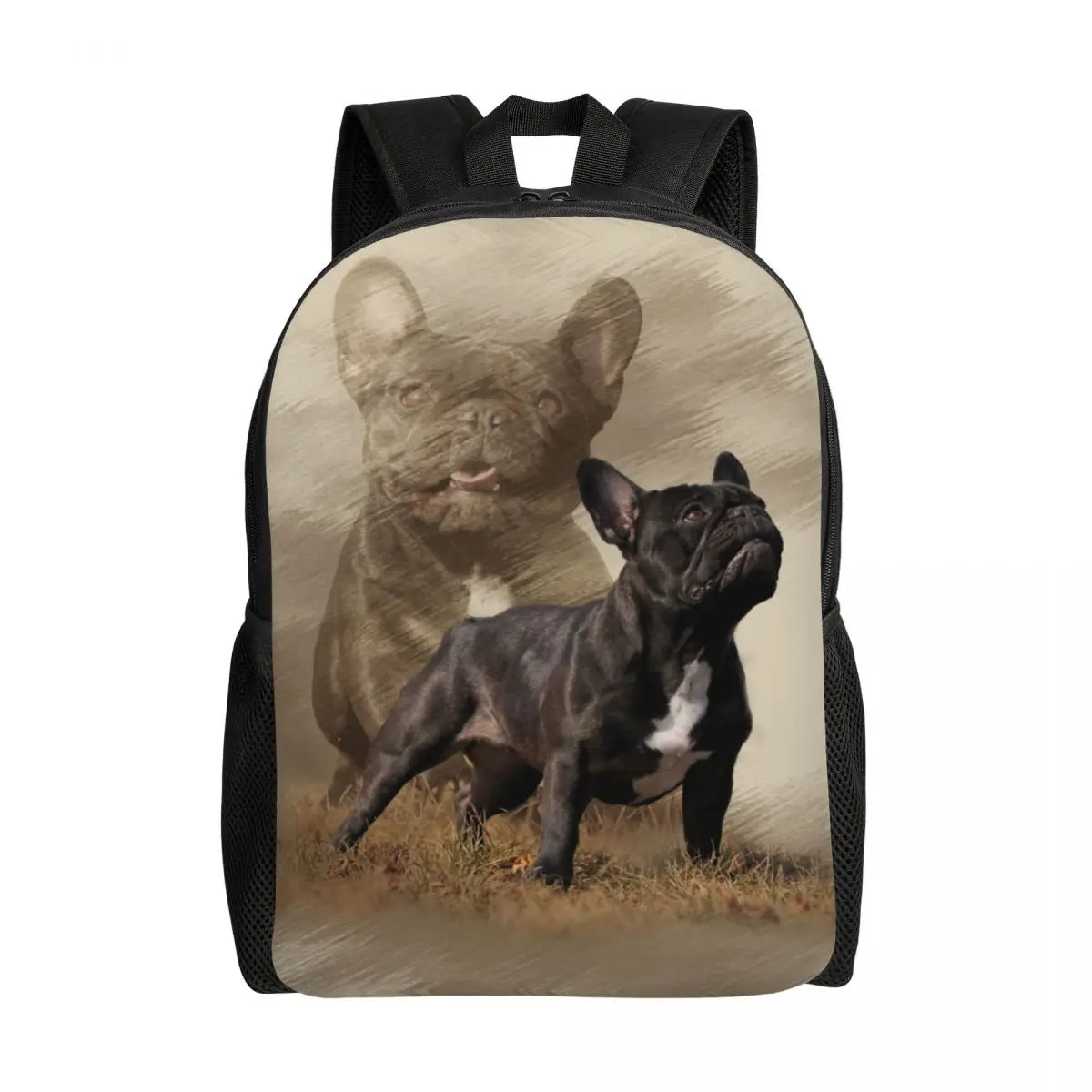 Custom Cool French Bulldog Backpack Women Men Casual Bookbag for College School Pet Dog Bags