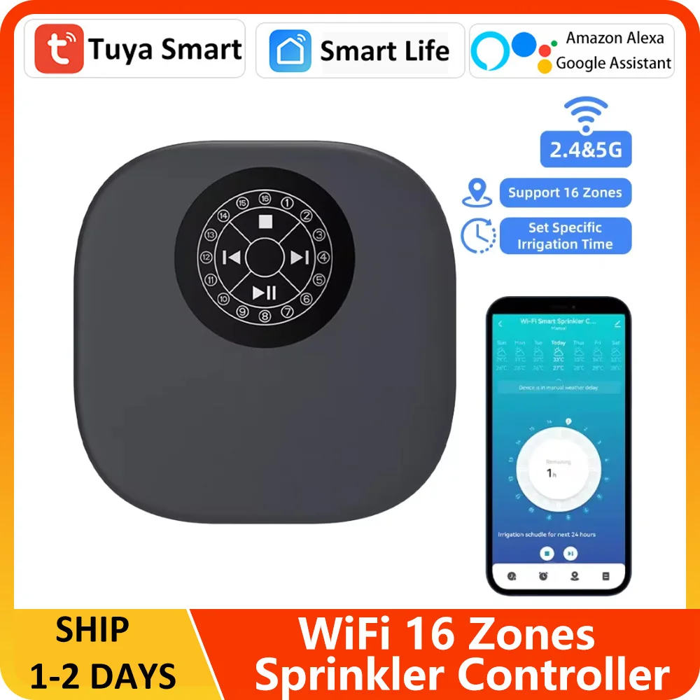 2.4G 5G Tuya Smart WIFI Sprinkler Controller 16 Zones Water Timer Garden Automatic Irrigation Watering System Alexa Google