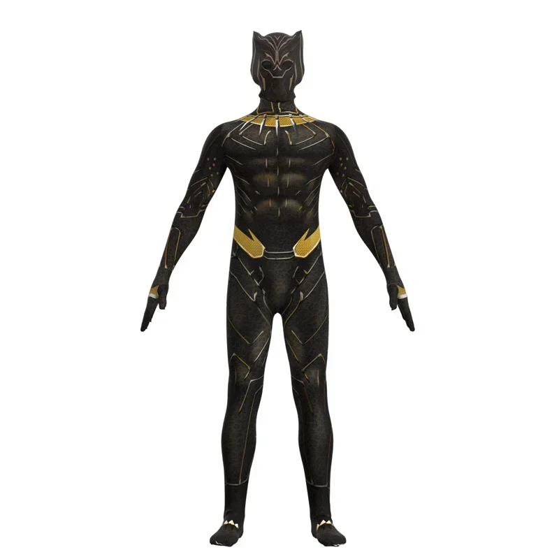 Pantera Negra Cosplay para Crianças, Anime Wakanda Forever, Macacão de Super-Herói, Traje Zentai, Fantasia de Halloween, Máscara, Adulto